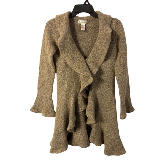 Susan Bristol Partial Wool Ruffle Grey Sweater Jacket Womens Size Small - Picture 2 of 7